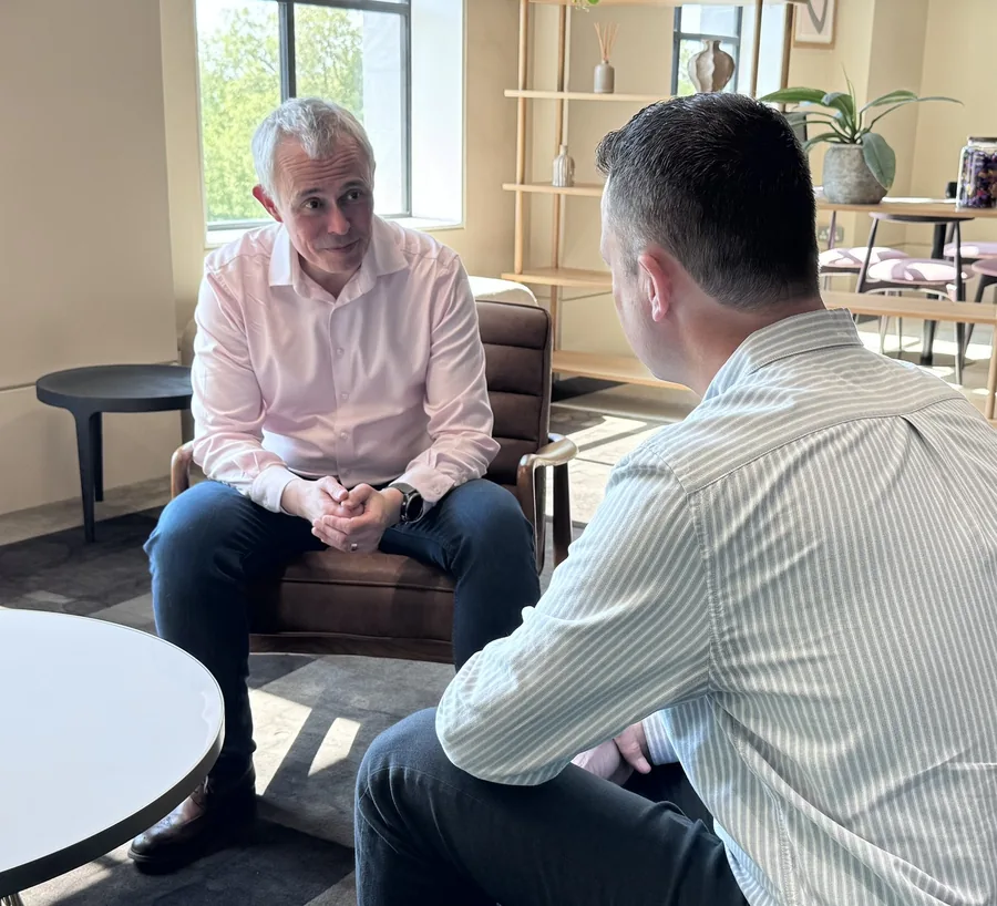 Matthew Dashper-Hughes in conversation with Rich Roberts during a coaching session – used by kind permission of Rich Roberts